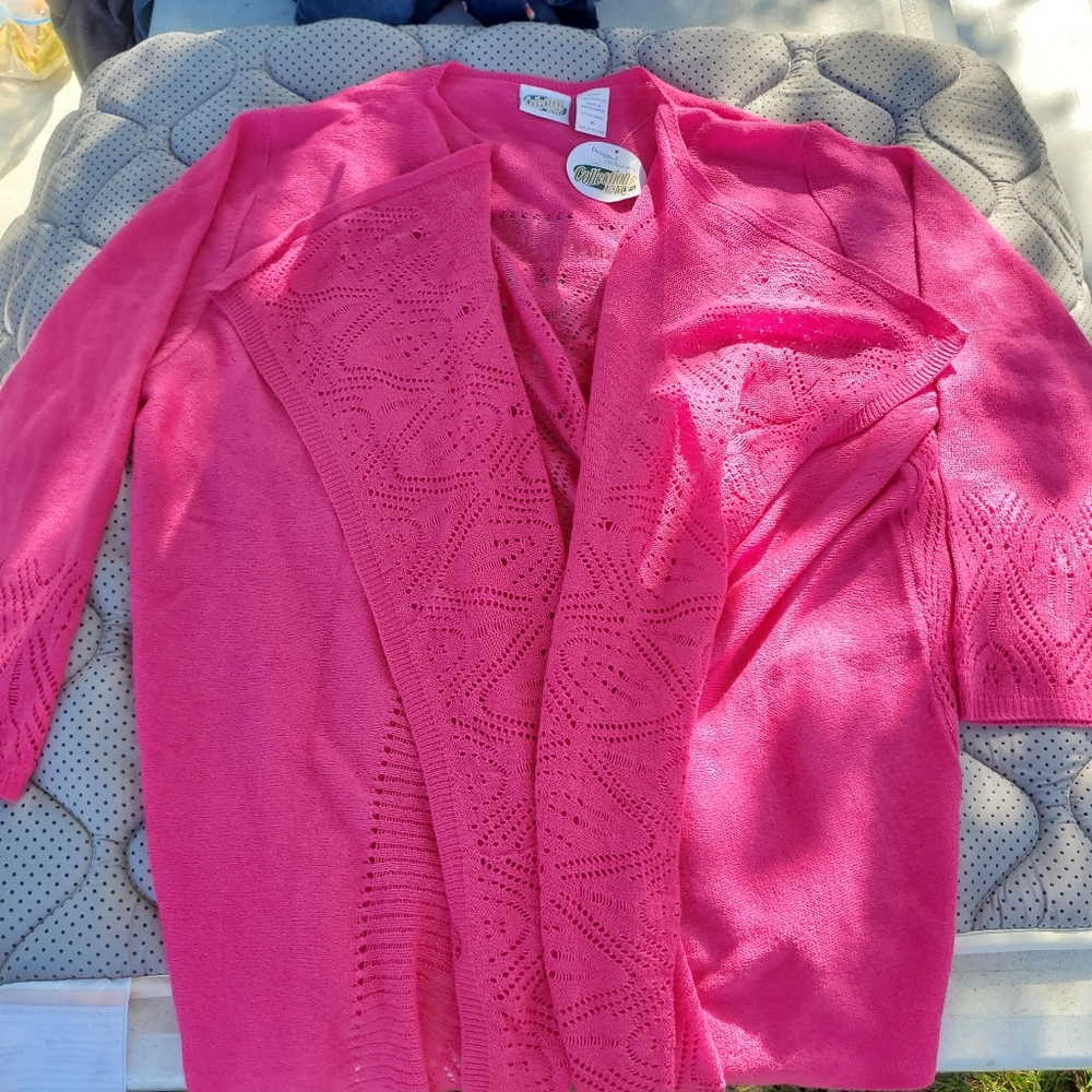 Collection's E.T.C. Pink Women's Open Sweater (Size XL)